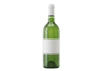 Green wine bottle PNG illustration isolated on transparent background Mockup for branding and design Alcohol drink
