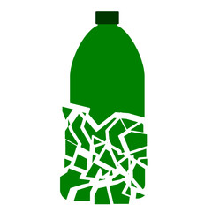 Broken green plastic bottle vector clip art. Ecology purpose graphic element printable or social media usage for poster and leaflet. No plastic pollution