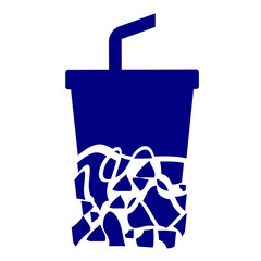 Plastic cup debris microplastic. Sea and soil pollution vector clip art. Plastic debris explanation vector for education and campaign