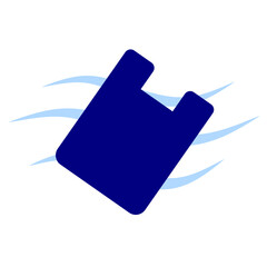 ea debris. Plastic bag in blue wave microplastic. Sea pollution vector clip art. Plastic in ocean vector for education and campaign
