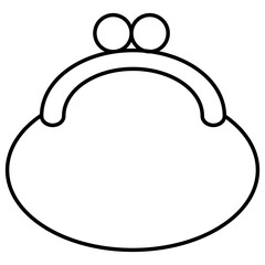 がま口財布のシンプルな線画アイコン