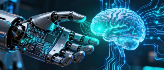 3D rendering artificial intelligence AI research of robot and cyborg development for future of people living.