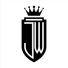 JW Vector logo initials shield with royal crown minimalist, elegant style