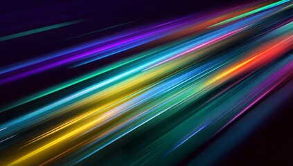 Vibrant streaks of colorful light blur across a dark background creating an abstract energetic motion effect with a futuristic and dynamic visual appeal