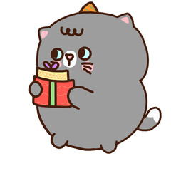 Kawaii Cat Christmas PNG.
