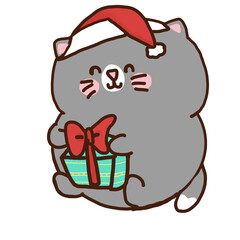 Kawaii Cat Christmas PNG.
