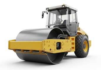 Heavy yellow road roller machine construction equipment for compacting surfaces
