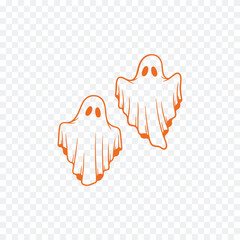Two adorable, minimalist ghost illustrations with friendly expressions, perfect for Halloween-themed designs or playful graphics.