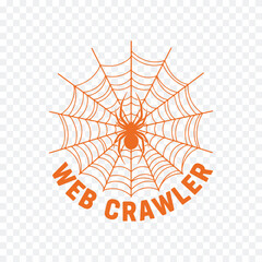 Vibrant orange logo featuring a stylized spider and web, symbolizing a web crawler, set against a clean white backdrop.