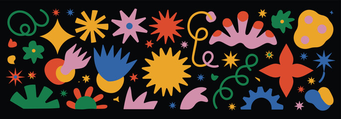 Colorful Abstract Shapes And Forms On Black Background blob blue