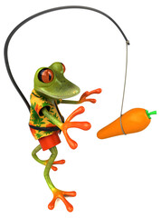 Fun 3D cartoon frog illustration