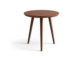 Stylish round wooden accent side table with tapered legs for living room and bedroom