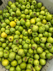 Top-Down View of Fresh Green Apples in Crate — Organic Fruit Harvest Displayed at Farmers Market, Healthy Food and Natural Produce Concept
