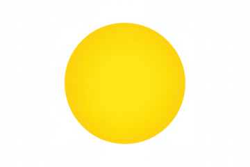 Yellow circle shape on transparent background representing sun, abstract graphic icon for energy, success, or creativity