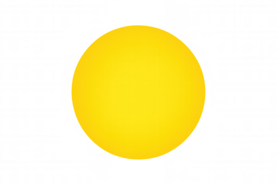 Yellow circle shape on transparent background representing sun, abstract graphic icon for energy, success, or creativity