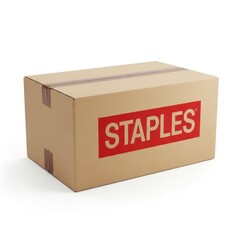 Staples branded cardboard shipping box for packaging and delivery services