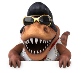 Fun 3D cartoon illustration of a Trex rocker © Julien Tromeur