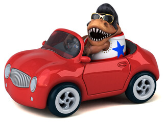 Fun 3D cartoon illustration of a Trex rocker © Julien Tromeur