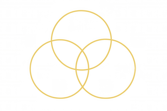 Venn diagram showing three intersecting outlines for data analysis, set theory, and comparison on transparent background - Powered by Adobe