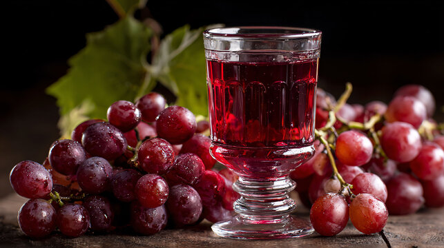 Rich red wine with fresh grapes, dark moody still life, harvest season concept. - Powered by Adobe