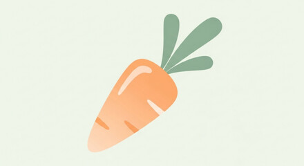 An illustration of a carrot with green leaves, , representing healthy eating and vegetarian food