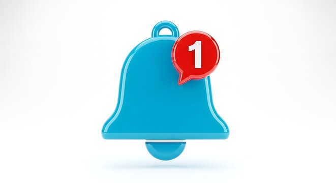 Blue notification bell with a red circle and the number 1 inside.