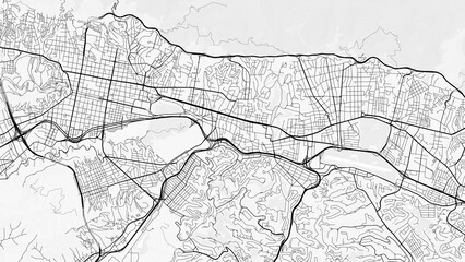 Caracas City Map. Minimalist black and white line art poster for printing, wallpaper, wall art for home and office decor