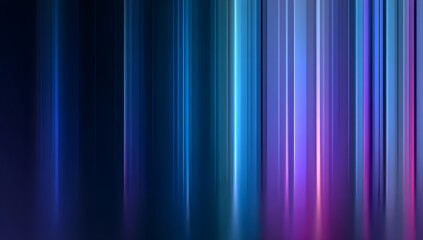 Abstract vertical glowing lines of vibrant blue purple and pink light creating a futuristic and dynamic digital art background with a sense of motion and depth