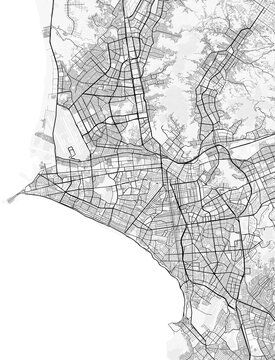 Lima City Map. Minimalist black and white line art poster for printing, wallpaper, wall art for home and office decor