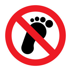 No step or no Barefoot prohibition signs. Vector icon with footprint symbol for public safety notices.