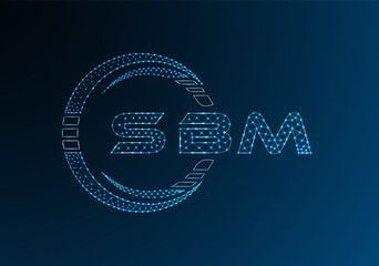 SBM low poly letter logo vector design. SBM lower poly logo design. Low poly logo.