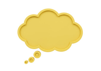 Yellow thought bubble PNG isolated on transparent background, cartoon speech cloud for communication and creative design