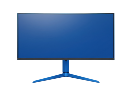 Blue gaming monitor isolated on white, high refresh rate display for esports and competitive gaming PNG