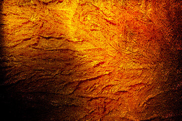 Abstract black, dark orange, gold, red, brown shiny background with space sparkle, glittering starlight effect.