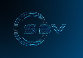 SBV low poly letter logo vector design. SBV lower poly logo design. Low poly logo.