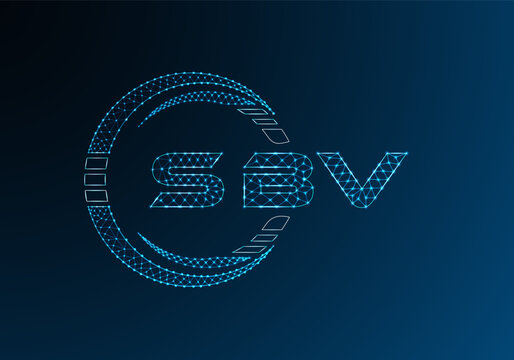 SBV low poly letter logo vector design. SBV lower poly logo design. Low poly logo.