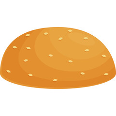 Golden Brown Toasted Bun with Sesame Seeds Isolated on Transparent Background Macro Shot Detailed Texture