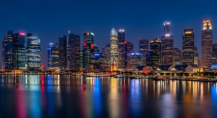 Fototapeta premium Singapore City Skyline at Night.