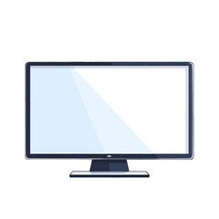 Fototapeta premium Black Computer Monitor with White Screen Displayed on a White Background in a Flat Style Design For Adobe Stock