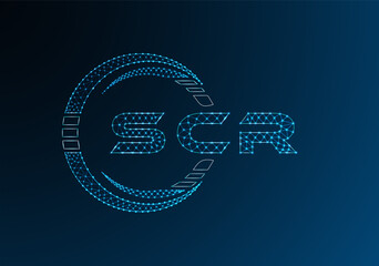 SCR low poly letter logo vector design. SCR lower poly logo design. Low poly logo.