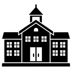 Simple black and white icon of a school building