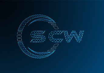 SCW low poly letter logo vector design. SCW lower poly logo design. Low poly logo.