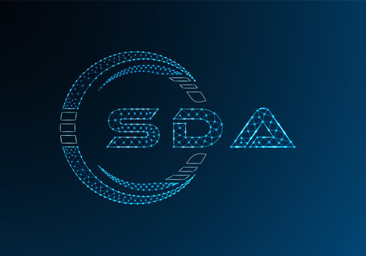 SDA low poly letter logo vector design. SDA lower poly logo design. Low poly logo.