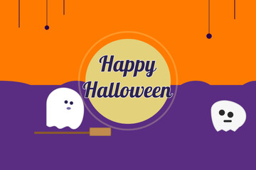 Happy Halloween Ghost Illustration with Spooky Background