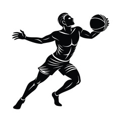 Muscular Athlete Silhouette with Basketball male