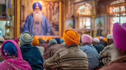 Devotees gather at gurdwara bangla sahib to commemorate the martyrdom day of guru tegh bahadur ji in delhi