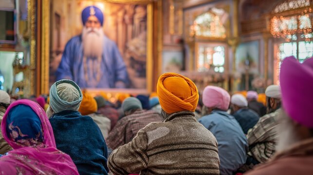 Devotees gather at gurdwara bangla sahib to commemorate the martyrdom day of guru tegh bahadur ji in delhi