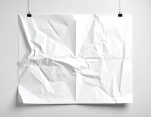 Crumpled white sheet of paper, hanging