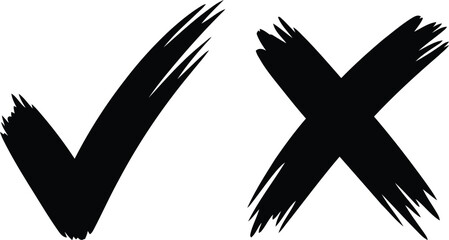 Graphic Depiction of Agreement and Disagreement Artistic Symbols for Yes or No and True or False Validation Confirmation Icons