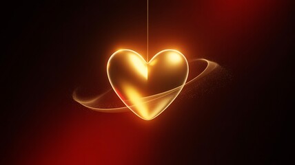 A radiant golden heart shape suspended in darkness glowing with warm light and surrounded by ethereal wisps of smoke